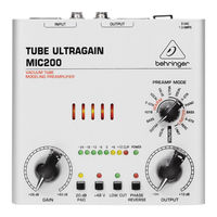 Behringer TUBE ULTRAGAIN MIC200 Gebruiksaanwijzing