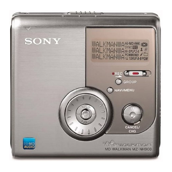 Sony WALKMAN MZ-NH900 Gebruiksaanwijzing