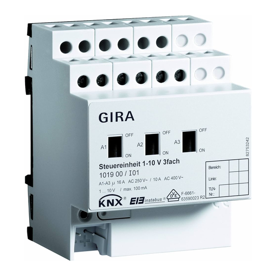 Gira KNX 1019 00 Bedieningshandleiding