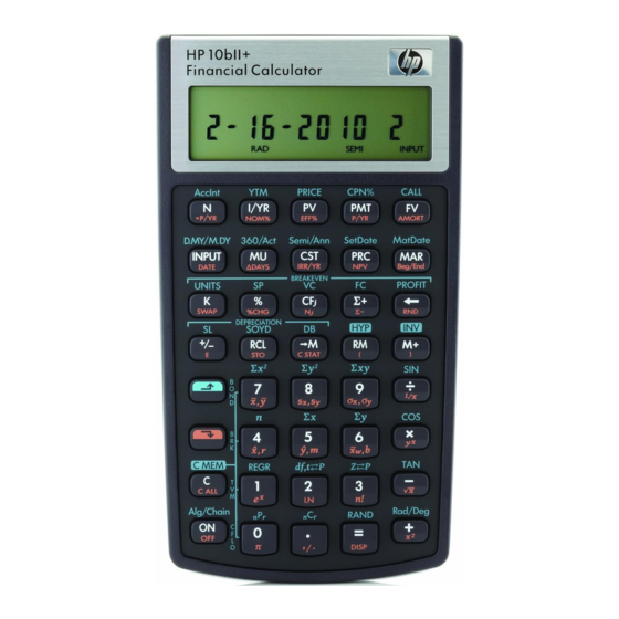 HP 10bII+ Financial Calculator Gebruikershandleiding