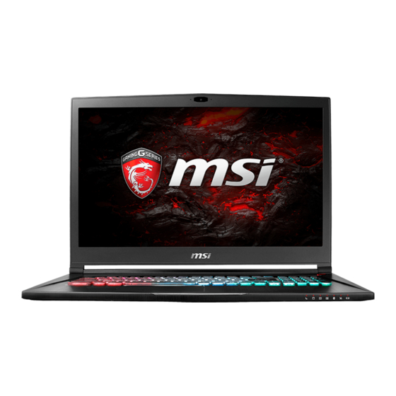 MSI gs73v stealth pro Gebruikershandleiding