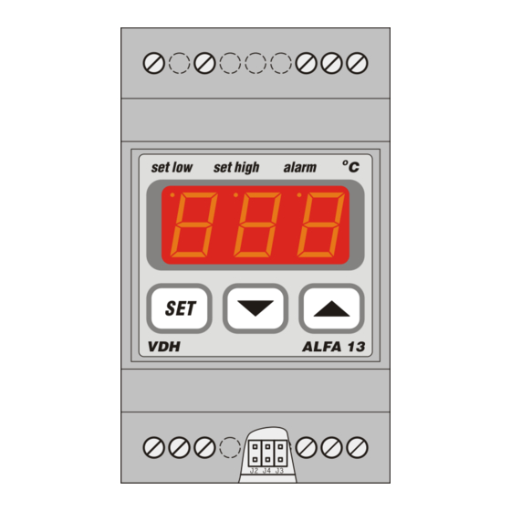 VDH ALFA 13 Pt100 Gebruiksaanwijzing