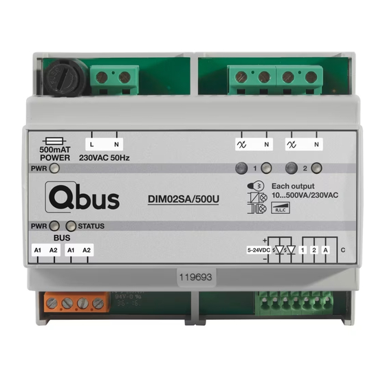 Qbus DIM02SA/500U Technische Productfiche