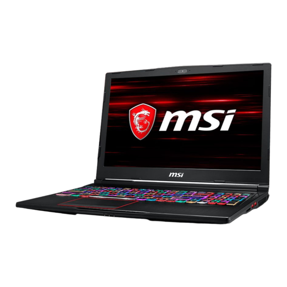 MSI GE63 9SG-604BE Gebruikershandleiding