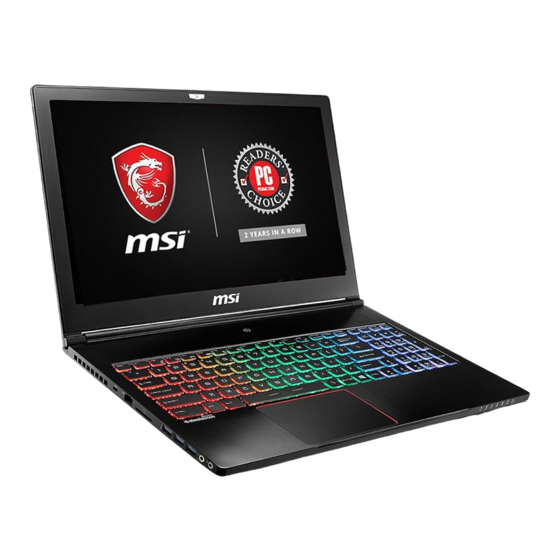 MSI GS63VR Stealth Pro Gebruikershandleiding