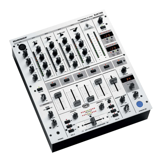 Behringer PRO MIXER DJX700 Gebruiksaanwijzing