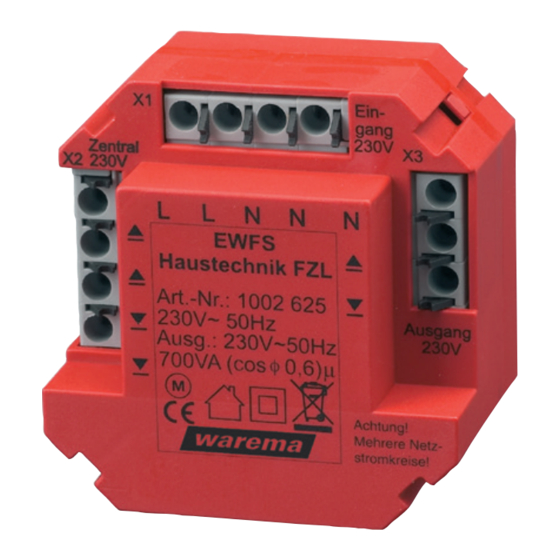 WAREMA EWFS Haustechnik FZL Bedienings- En Installatiehandleiding