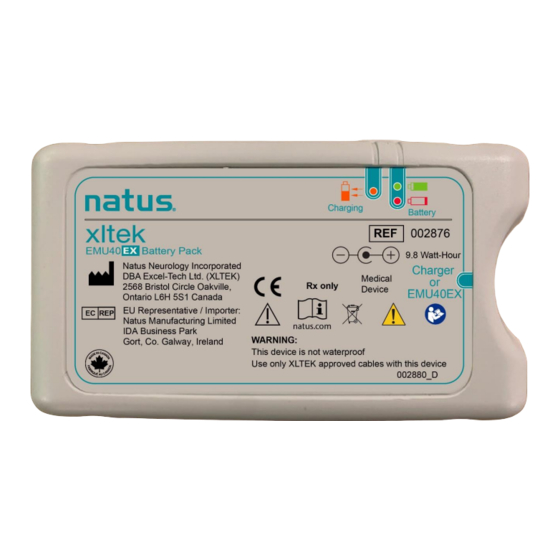 natus EMU40EX-accupack Gebruikershandleiding