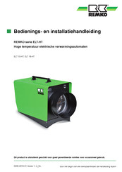 REMKO ELT 10-HT Bedienings- En Installatiehandleiding