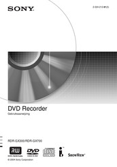 Sony RDR-GX700 Gebruiksaanwijzing