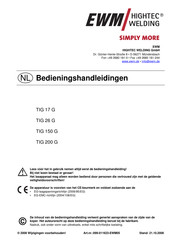 EWM HIGHTEC WELDING TIG 26 G Gebruikershandleiding