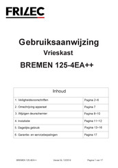 Frilec BREMEN 125-4EA++ Gebruiksaanwijzing