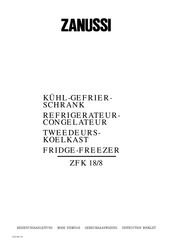 Zanussi ZFK 18/8 Gebruiksaanwijzing