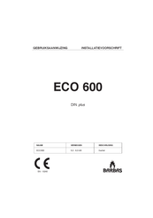 barbas ECO 600 Gebruiksaanwijzing En Installatievoorschrift