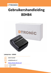 Dtronic 80HB4 Gebruikershandleiding