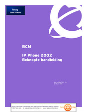 Nortel Networks BCM IP Phone 2002 Beknopte Handleiding