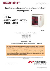 Reznor ULSA 035EC Instructies Voor Installatie, Gebruik En Onderhoud