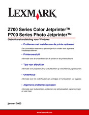 Lexmark Color Jetprinter Z700 Series Gebruikershandleiding