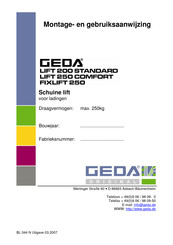 GEDA LIFT 200 STANDARD Montage- En Gebruiksaanwijzing