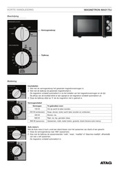 Atag MA3170J Korte Handleiding