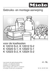 Miele K 12024 S-2 Gebruiksaanwijzing Met Montageaanwijzingen