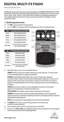 Behringer DIGITAL MULTI-FX FX600 Gebruiksaanwijzing