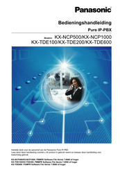 Panasonic Pure IP-PBX KX-TDE100 Bedieningshandleiding