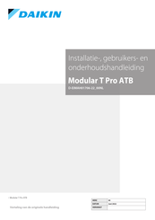 Daikin Modular T Pro ATB Installatie-, Gebruikers- En Onderhoudshandleiding