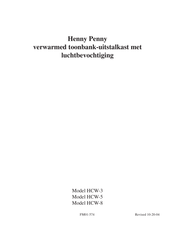 Henny Penny HCW-5 Gebruiksaanwijzing