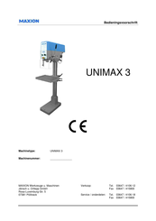 MAXION UNIMAX 3 Bedieningsvoorschrift