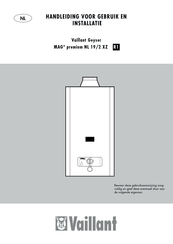 Vaillant Geyser MAG premium NL 19/2 XZ Handleiding Voor Gebruik