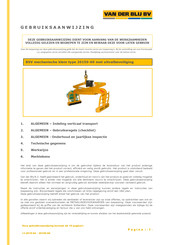 VAN DER BLIJ BSV 20150-60 Gebruiksaanwijzing