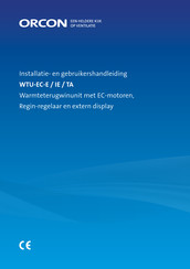 Orcon WTU-2000-EC-E Installatie- En Gebruikershandleiding