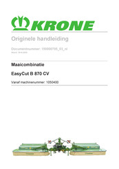 Krone EasyCut B 870 CV Originele Handleiding