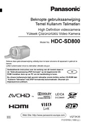 Panasonic HDC-SD800 Beknopte Gebruiksaanwijzing