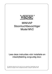 Vapac Minivap MV2 Gebruikershandleiding