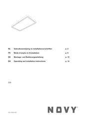 Novy 230 Gebruiksaanwijzing En Installatievoorschriften