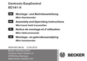 Becker Centronic EasyControl EC141-II Montage- En Gebruiksaanwijzing