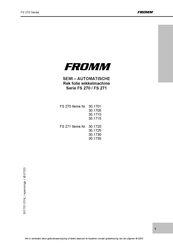 Fromm FS 271 Series Gebruiksaanwijzing