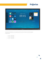 Prowise Touchscreen One Gebruikershandleiding
