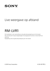 Sony RM-LVR1 Gebruiksaanwijzing