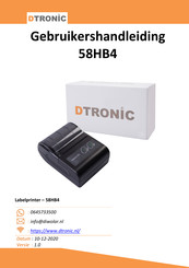 Dtronic 58HB4 Gebruikershandleiding