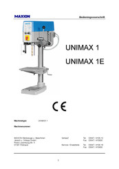 MAXION UNIMAX 1E Bedieningsvoorschrift