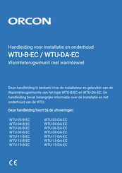 Orcon WTU-B-EC Handleiding Voor Installatie En Onderhoud