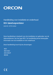 Orcon RDV-EEC Handleiding Voor Installatie En Onderhoud