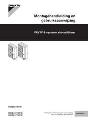 Daikin VRV IV-S RXYSQ8TMY1B Montagehandleiding En Gebruiksaanwijzing