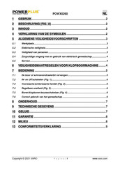 Powerplus POWX0260 Gebruiksaanwijzing