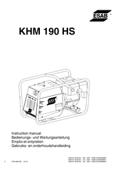 ESAB KHM 190 HS Gebruiks- En Onderhoudshandleiding