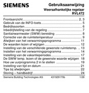 Siemens RVL472 Gebruiksaanwijzing