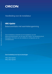 Orcon HRC-260-OptiAir Handleiding Voor De Installateur